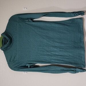 Title Nine Baselayer Turtleneck Semi-Sheer Long Sleeved Burnout Teal size XS